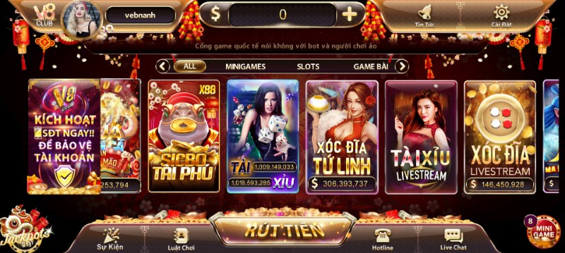 Giao diện V8 Casino